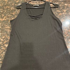 Gray Fitted Cut Out Tank Top